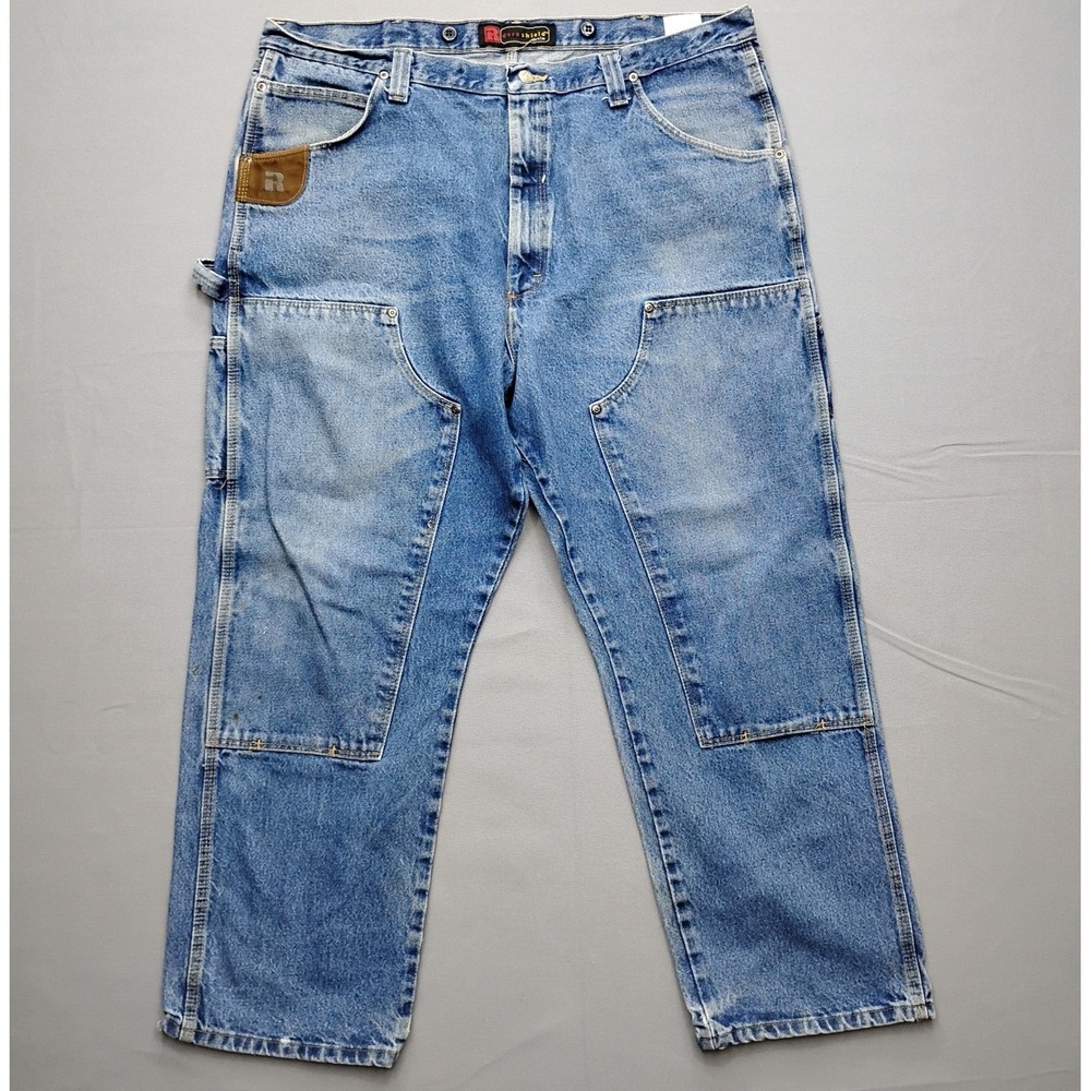 Wrangler Rugged Wear DuraShield Double Knee Carpenter Jeans Mens 42x30 Blue